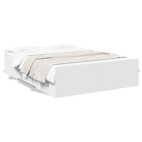 Bed Frame with Drawers without Mattress White 135x190 cm