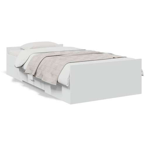 Bed Frame with Drawers without Mattress White 90x190 cm