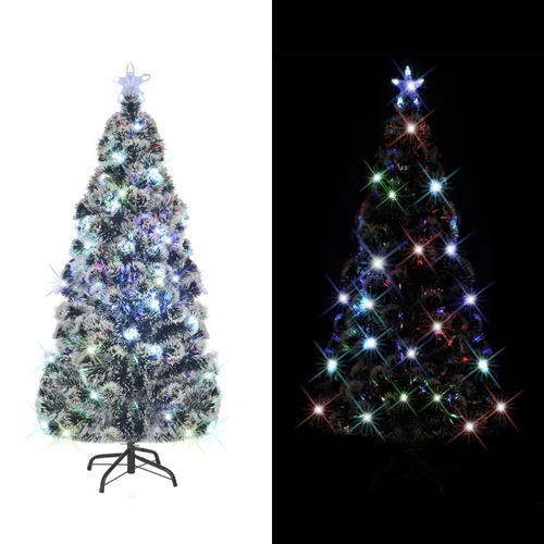 Pre-lit Christmas Tree Green and White 210 cm Fibre Optic