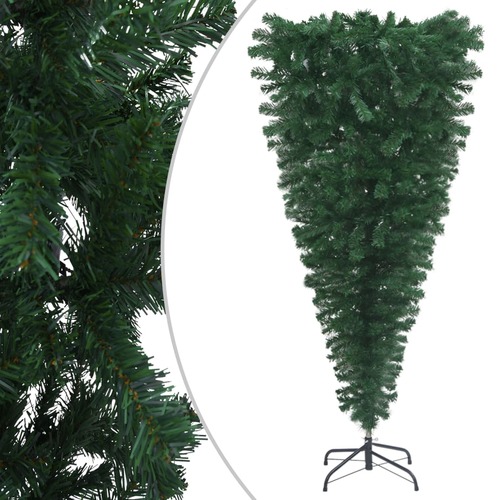Upside-down Artificial Christmas Tree with Stand Green 210 cm