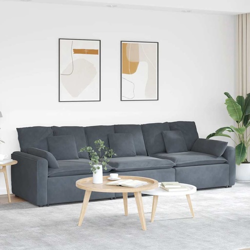 Modular Sofa with Cushions Dark Grey