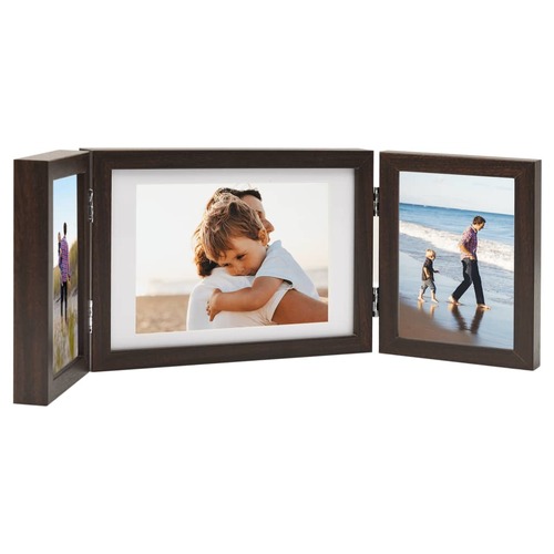 Trifold Photo Frame Collage Dark Brown 28x18 cm+2x(13x18 cm)