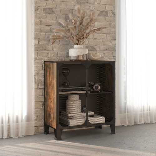 Storage Cabinet Rustic Brown 72x36x82 cm Metal and MDF