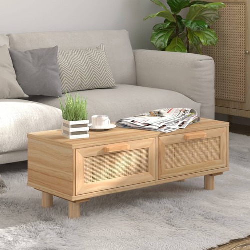 Coffee Table Brown 80x40x30 cm Engineered Wood&Solid Wood Pine