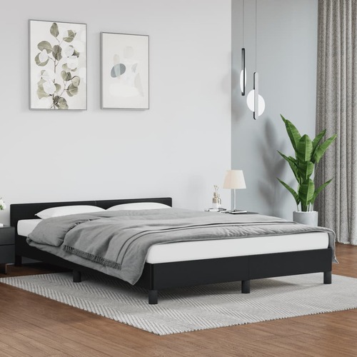 Bed Frame Black 106x203 cm King Single Size Faux Leather