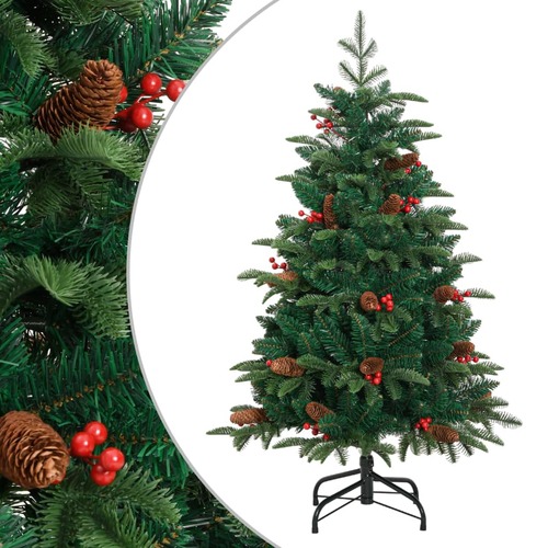 Artificial Hinged Christmas Tree with Cones and Berries 120 cm