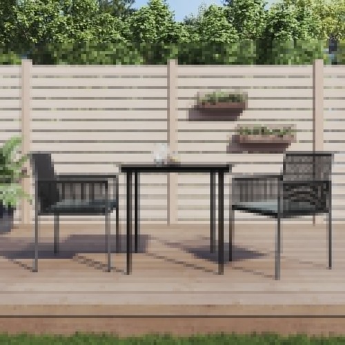 Garden Chairs with Cushions 2 pcs Black 54x60.5x83.5 cm Poly Rattan