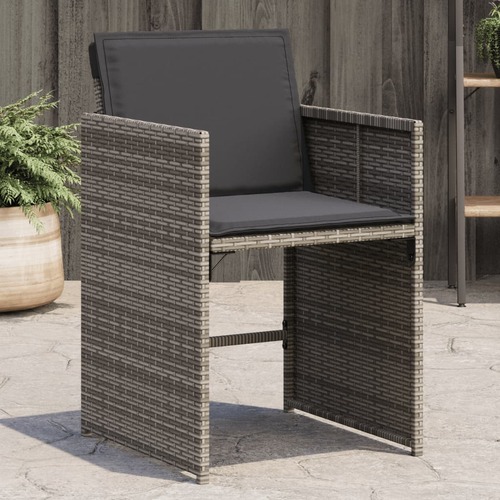 Garden Chairs with Cushions 4 pcs Grey Poly Rattan