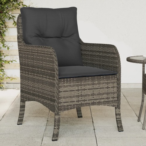 Garden Chairs with Cushions 2 pcs Grey Poly Rattan