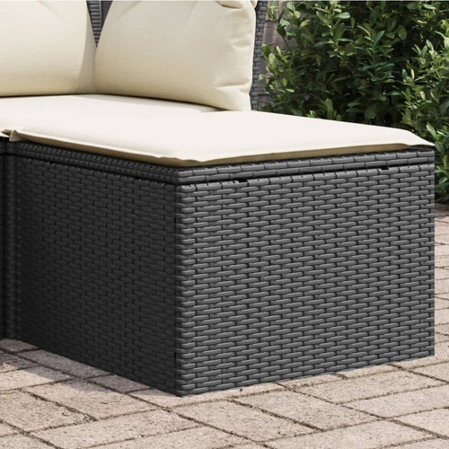 Garden Stool with Cushion Black 55x55x37 cm Poly Rattan