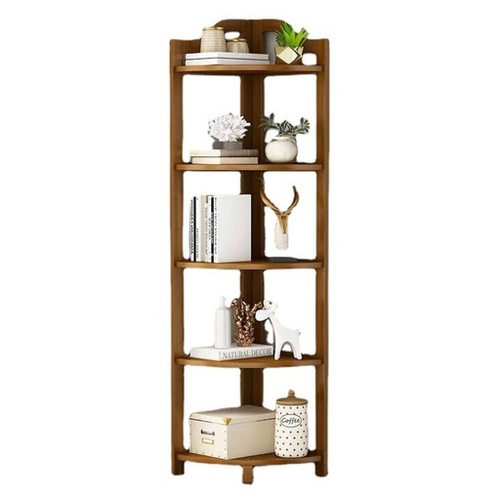 GOMINIMO Bamboo Corner Shelf, Freestanding Bookcase 5 Tier