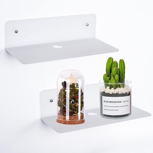 GOMINIMO Acrylic Floating Wall Shelves Set of 2 with Cable Clips (White) GO-FWS-103-SYD