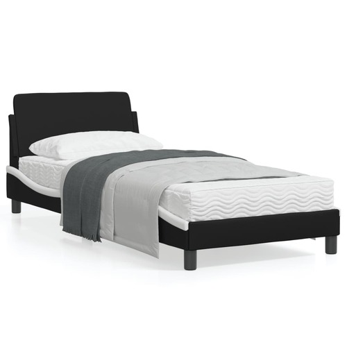 Bed Frame without Mattress Black&White 90x190 cm Faux Leather