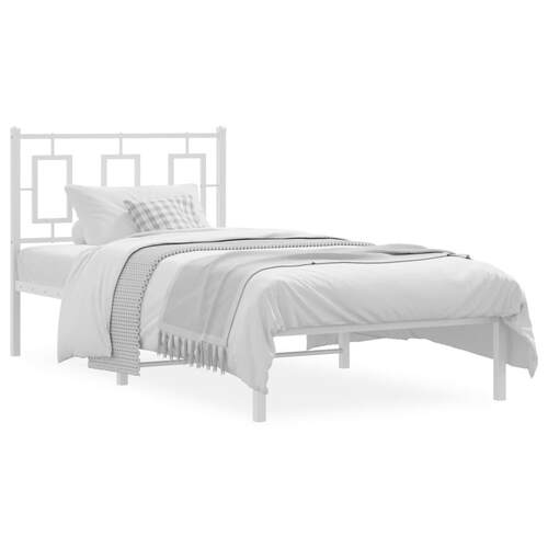 Metal Bed Frame without Mattress with Headboard White 90x190 cm