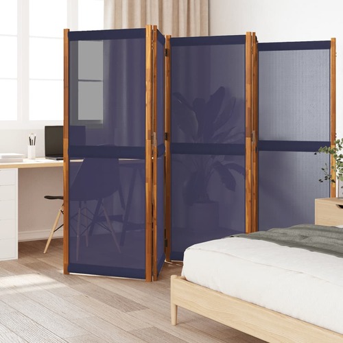 5-Panel Room Divider Dark Blue 350x180 cm