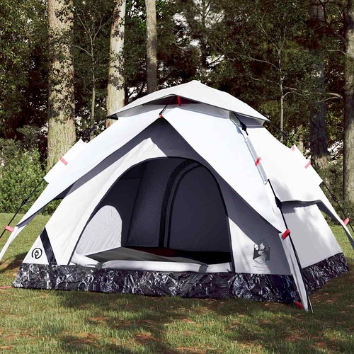 Camping Tent Dome 4-Person White Blackout Fabric Quick Release