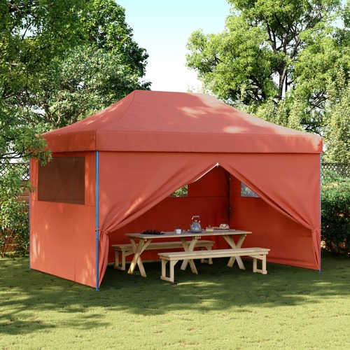 Foldable Party Tent Pop-Up with 4 Sidewalls Terracotta