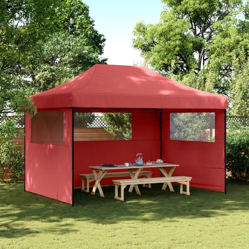 Foldable Party Tent Pop-Up with 3 Sidewalls Burgundy