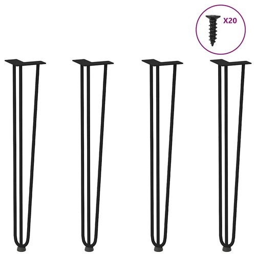 Hairpin Table Legs 4 pcs Black 72 cm Solid Steel