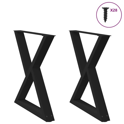 Dining Table Legs 2 pcs Black 80x(72-73.3) cm Steel