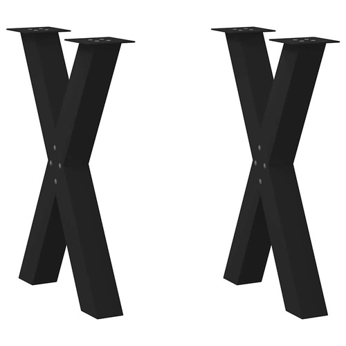 Dining Table Legs X-Shaped 2 pcs Black 60x(72-73) cm Steel