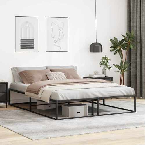 Bed Frame without Mattress Black 153x203 cm Queen Metal