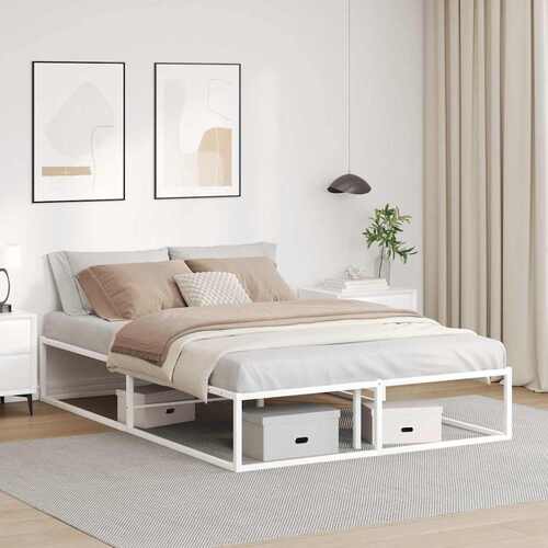 Bed Frame without Mattress White 137x187 cm Double Metal