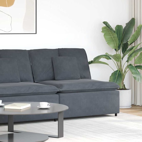 Modular Sofa Centre Module with Cushions Dark Grey 100 cm