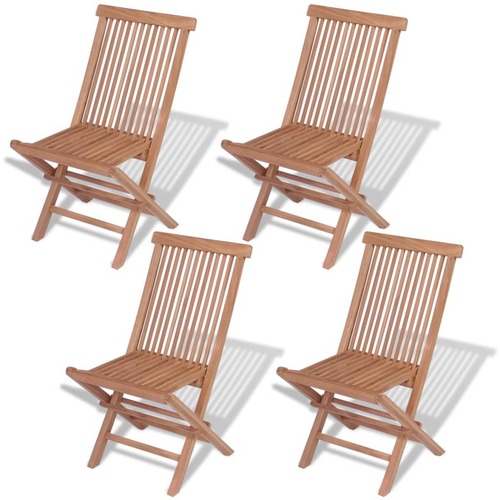 Folding Garden Chairs 4 pcs Solid Teak Wood