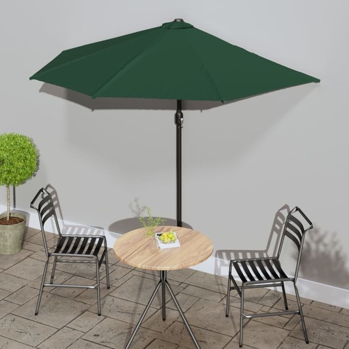 Garden Parasol with Aluminium Pole Green 270x144 cm Half