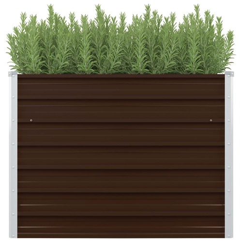 Raised Garden Bed Brown 100x100x77 cm Galvanised Steel