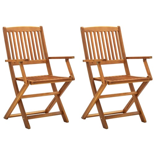 Folding Outdoor Chairs 2 pcs Solid Acacia Wood