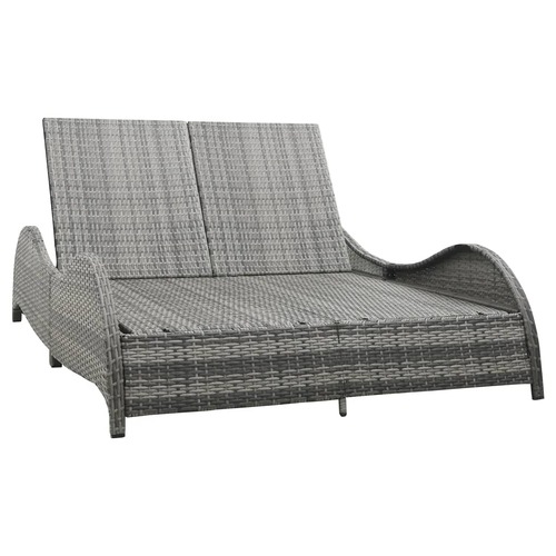 Double Sun Lounger with Cushion Poly Rattan Anthracite