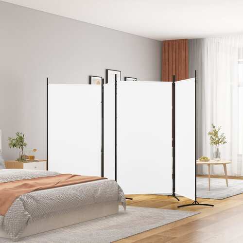 4-Panel Room Divider White 346x180 cm Fabric