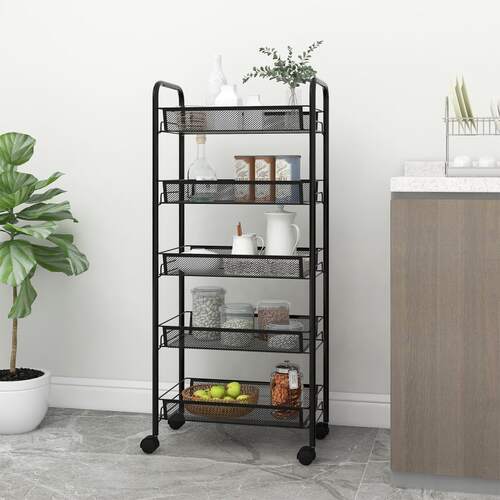 5-Tier Kitchen Trolley Black 46x26x105 cm Iron