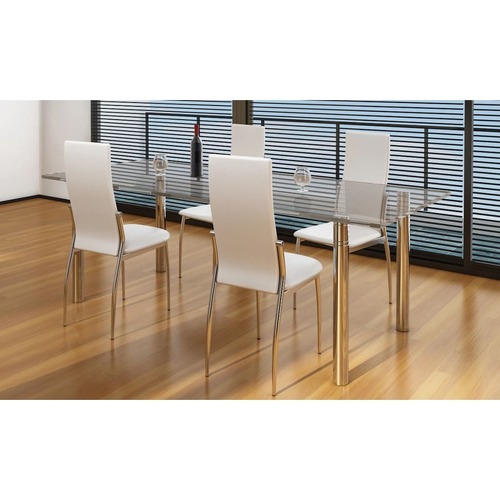 Dining Chairs 4 pcs White Faux Leather