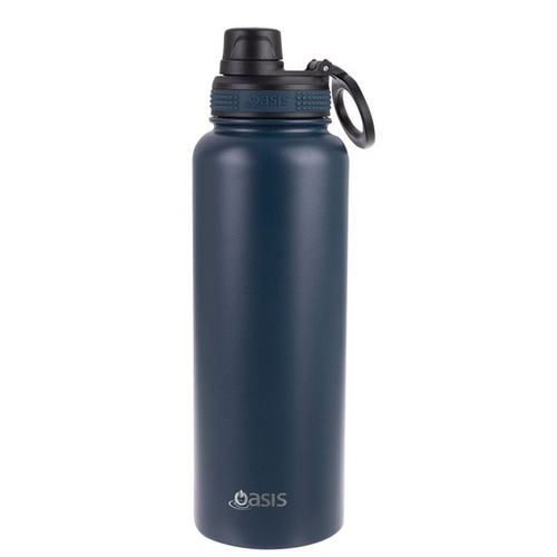 Oasis Stainless Steel Double Wall Insulated Sports Bottle with Screw Cap Navy 1.1L Challenger