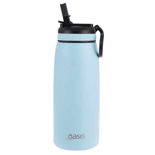 Oasis Stainless Steel Double Wall Insulated Sports Bottle with Sipper Straw Island Blue 780ml