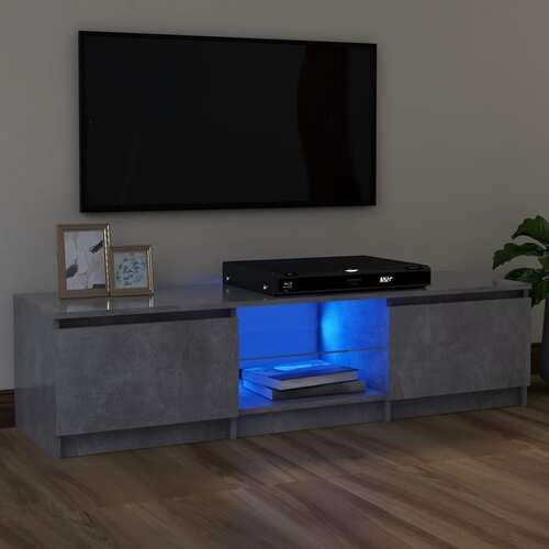 TV Cabinet with LED Lights Concrete Grey 120x30x35.5 cm