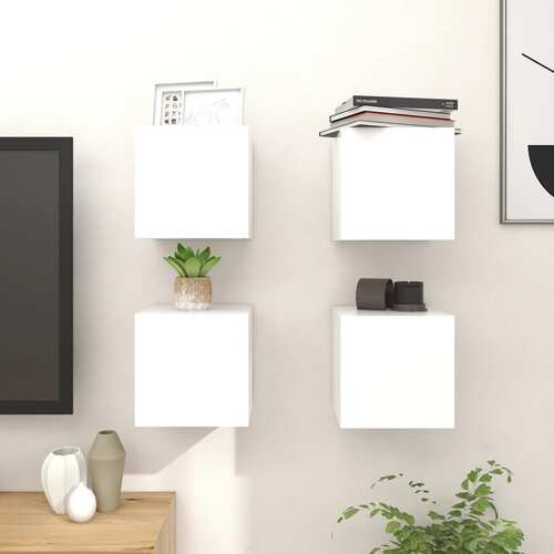 Wall Mounted TV Cabinets 4 pcs White 30.5x30x30 cm