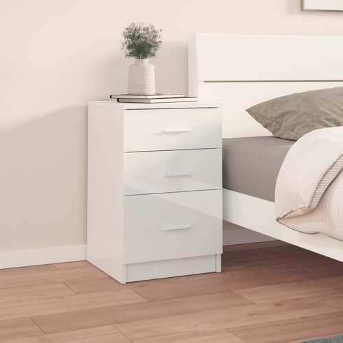 Bed Cabinet High Gloss White 40x40x63 cm Engineered Wood