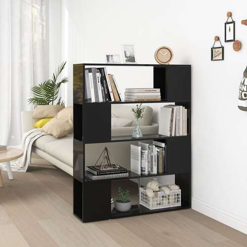 Book Cabinet Room Divider High Gloss Black 100x24x124 cm