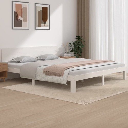 Bed Frame without Mattress White 183x203 cm King