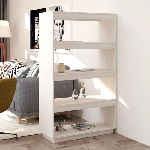 Book Cabinet/Room Divider White 80x35x135 cm Solid Pinewood