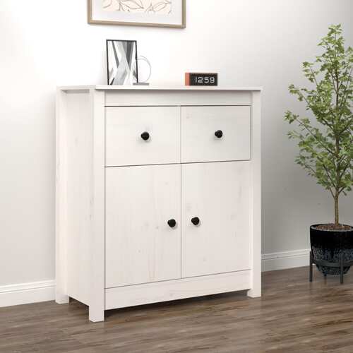 Sideboard White 70x35x80 cm Solid Wood Pine