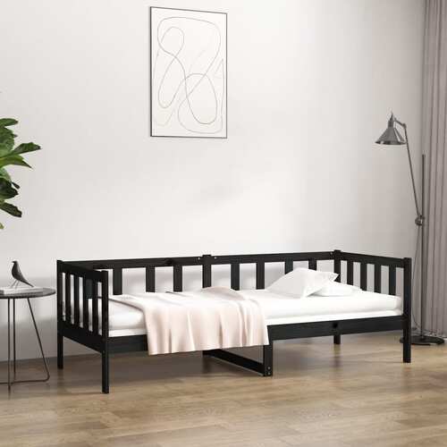 Day Bed without Mattress Black 90x190 cm Solid Wood Pine