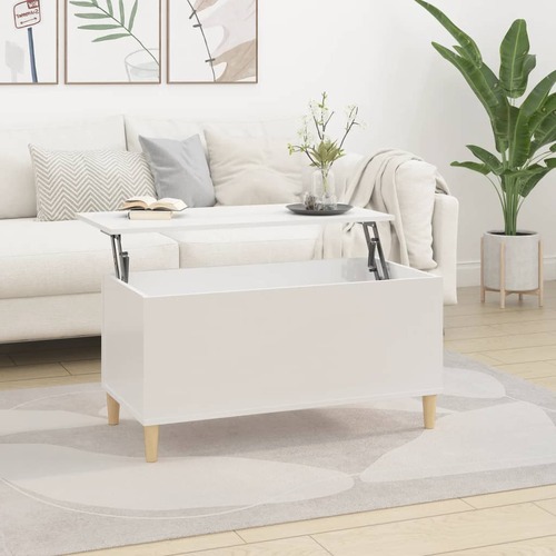 Coffee Table High Gloss White 90x44.5x45 cm Engineered Wood