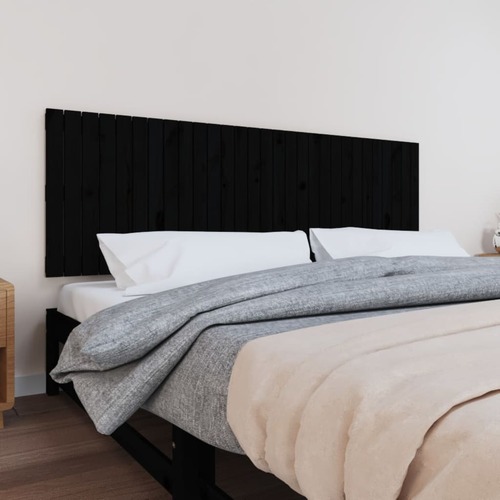 Wall Headboard Black 185 cm Solid Wood Pine