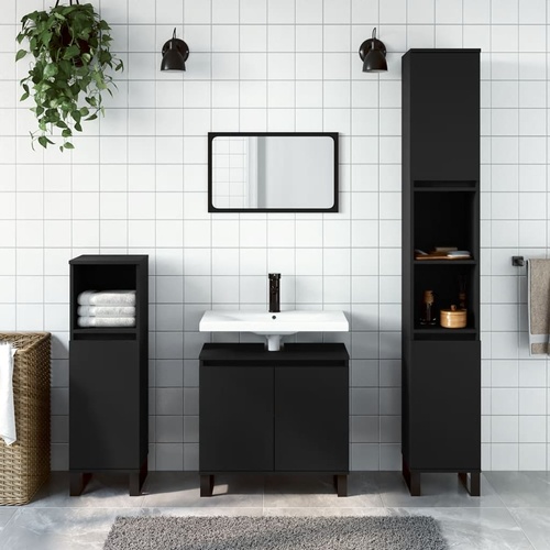 Bathroom Cabinet Black 58x33x60 cm Engineered Wood