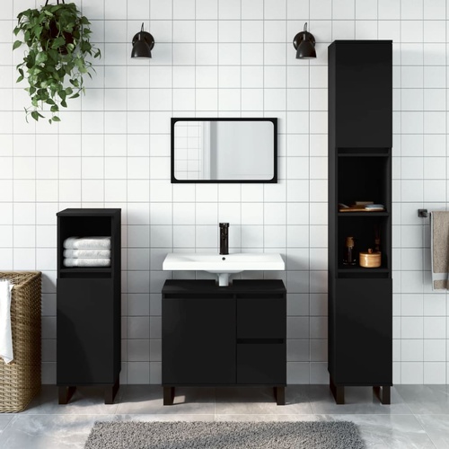 Bathroom Cabinet Black 65x33x60 cm Engineered Wood